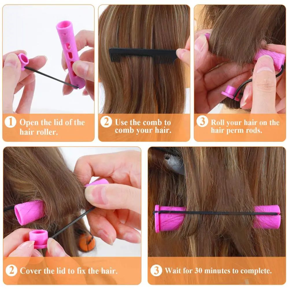 20 Pcs Perm Curling Rod Set 5 Sizes Plastic Cold Wave Rods For Heatless Curls SalonStyle Waves 3