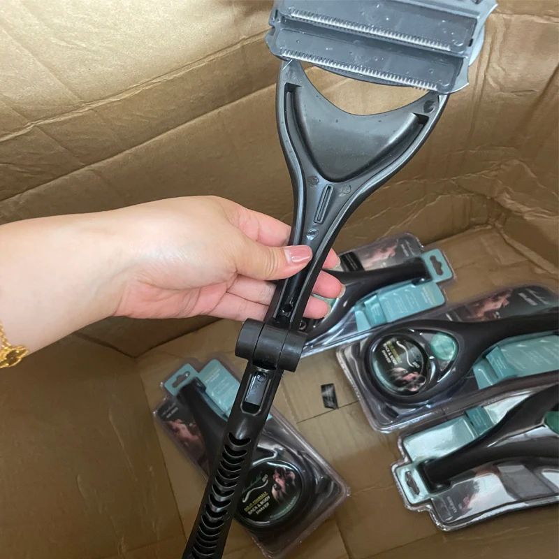 Mens Back Shaver With Long Handle Foldable Body Hair Remover Razor For Back Legs Chest 2