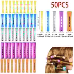 50 pcs cold wave perm rods (5 sizes) – hair rollers curlers set for diy perm, spiral curls & voluminous waves