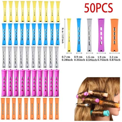 50 Pcs Cold Wave Perm Rods (5 Sizes) – Hair Rollers Curlers Set for DIY Perm, Spiral Curls & Voluminous Waves