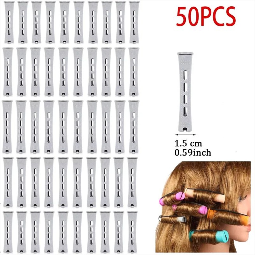 50 Pcs Cold Wave Perm Rods 5 Sizes Hair Rollers Curlers Set For DIY Perm Spiral Curls Voluminous 7