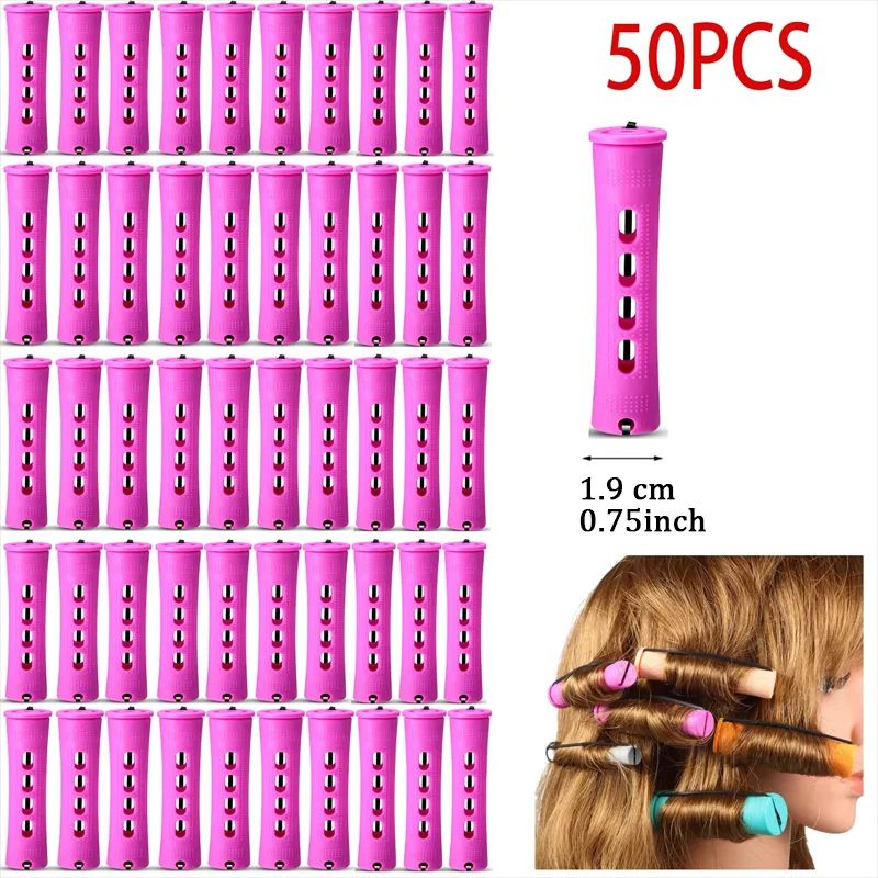 50 Pcs Cold Wave Perm Rods 5 Sizes Hair Rollers Curlers Set For DIY Perm Spiral Curls Voluminous 8
