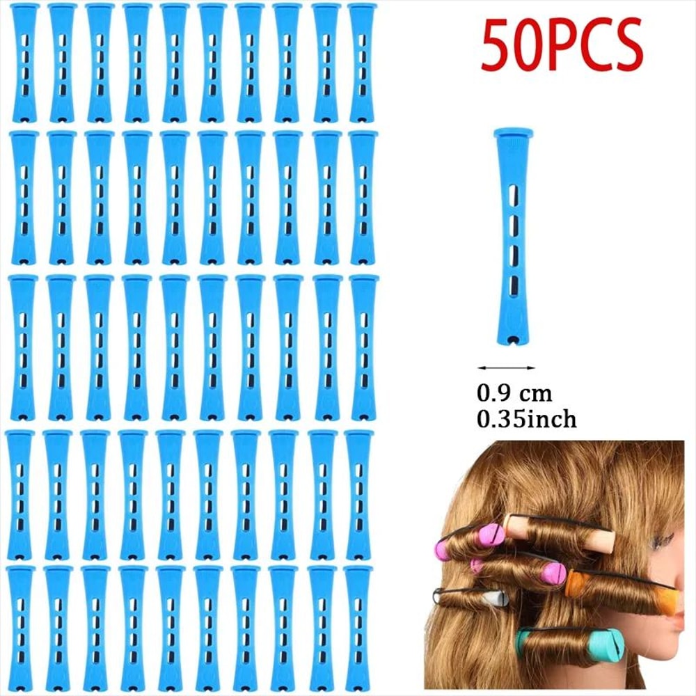 50 Pcs Cold Wave Perm Rods 5 Sizes Hair Rollers Curlers Set For DIY Perm Spiral Curls Voluminous 10