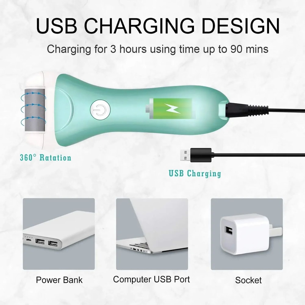 2 Pcs Portable Electric Foot File With Vacuum Adsorption Callus Remover Foot Grinder Pedicure San 4