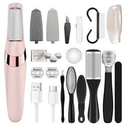 electric callus remover for feet – rechargeable foot file kit w/ 10 replacement roller heads
