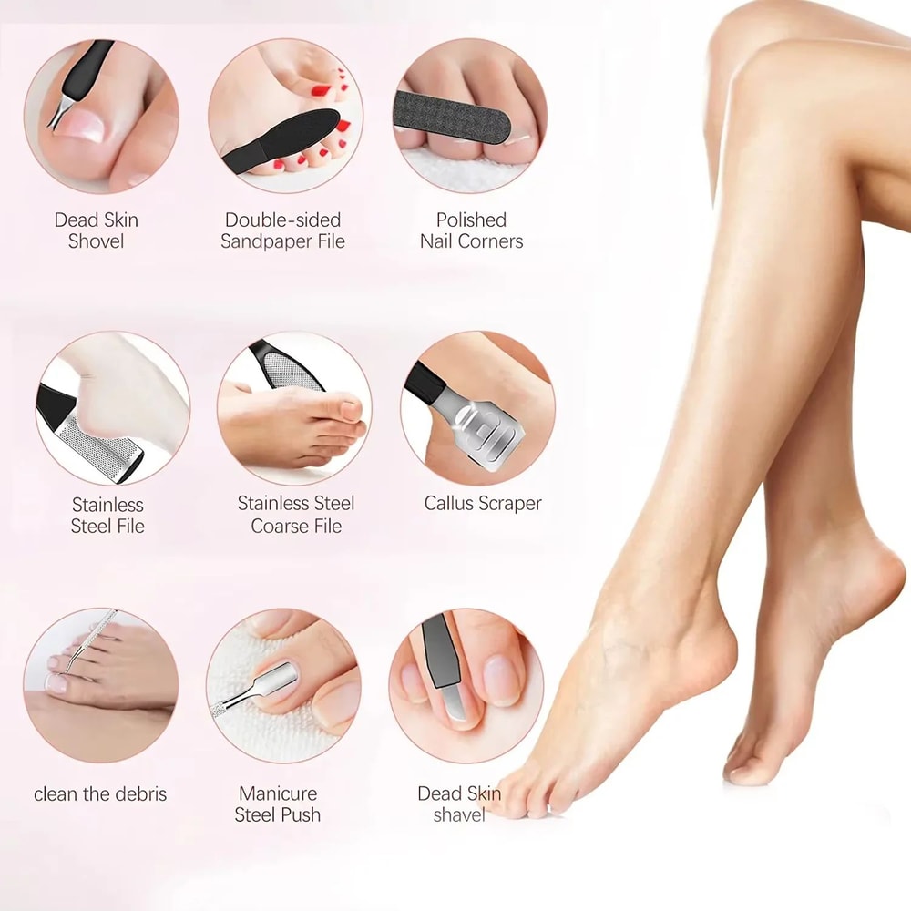 Electric Callus Remover For Feet Rechargeable Foot File Kit W 10 Replacement Roller Heads 5