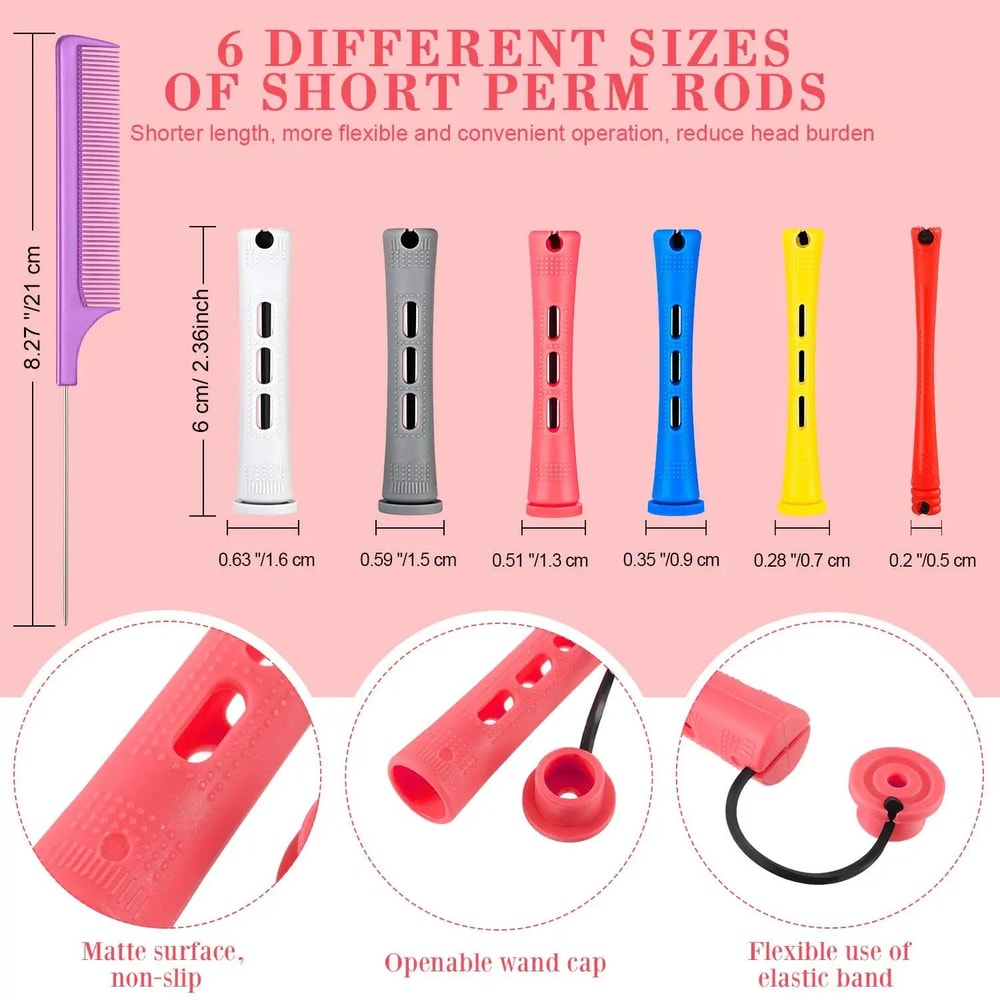 72 Pcs Hair Perm Rods Set 6 Sizes Cold Wave Perming Rod Curling Rollers For Short Hair And Steel T 1