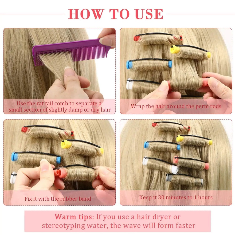 72 Pcs Hair Perm Rods Set 6 Sizes Cold Wave Perming Rod Curling Rollers For Short Hair And Steel T 2