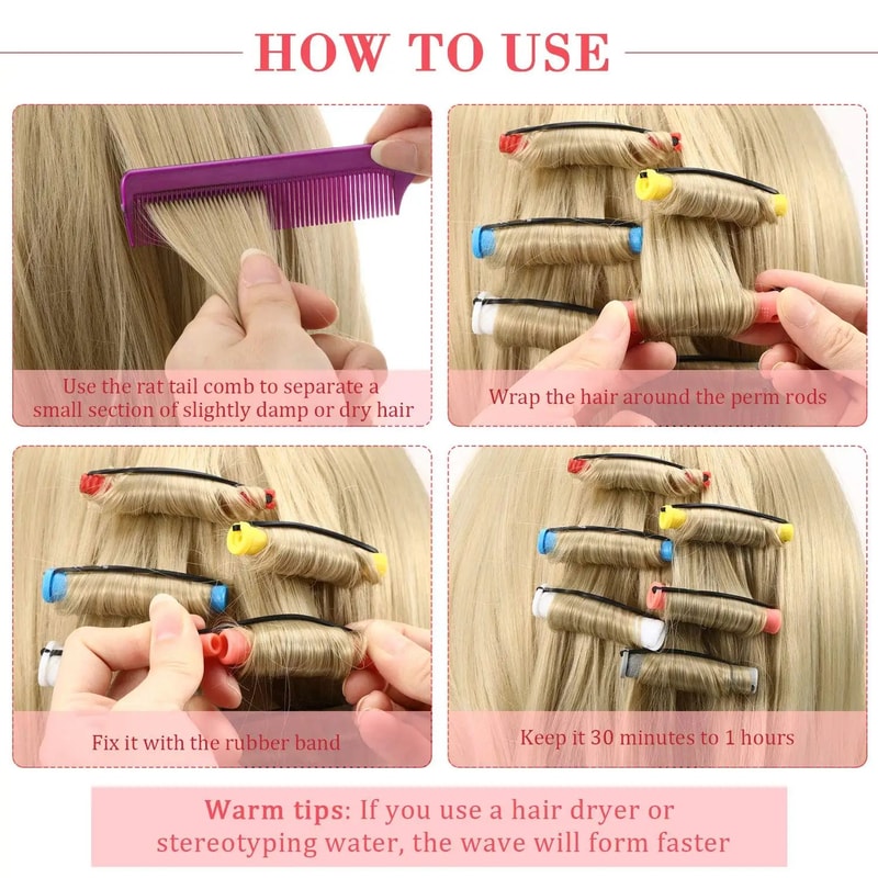 72 Pcs Hair Perm Rods Set 6 Sizes Cold Wave Perming Rod Curling Rollers For Short Hair And Steel T 2