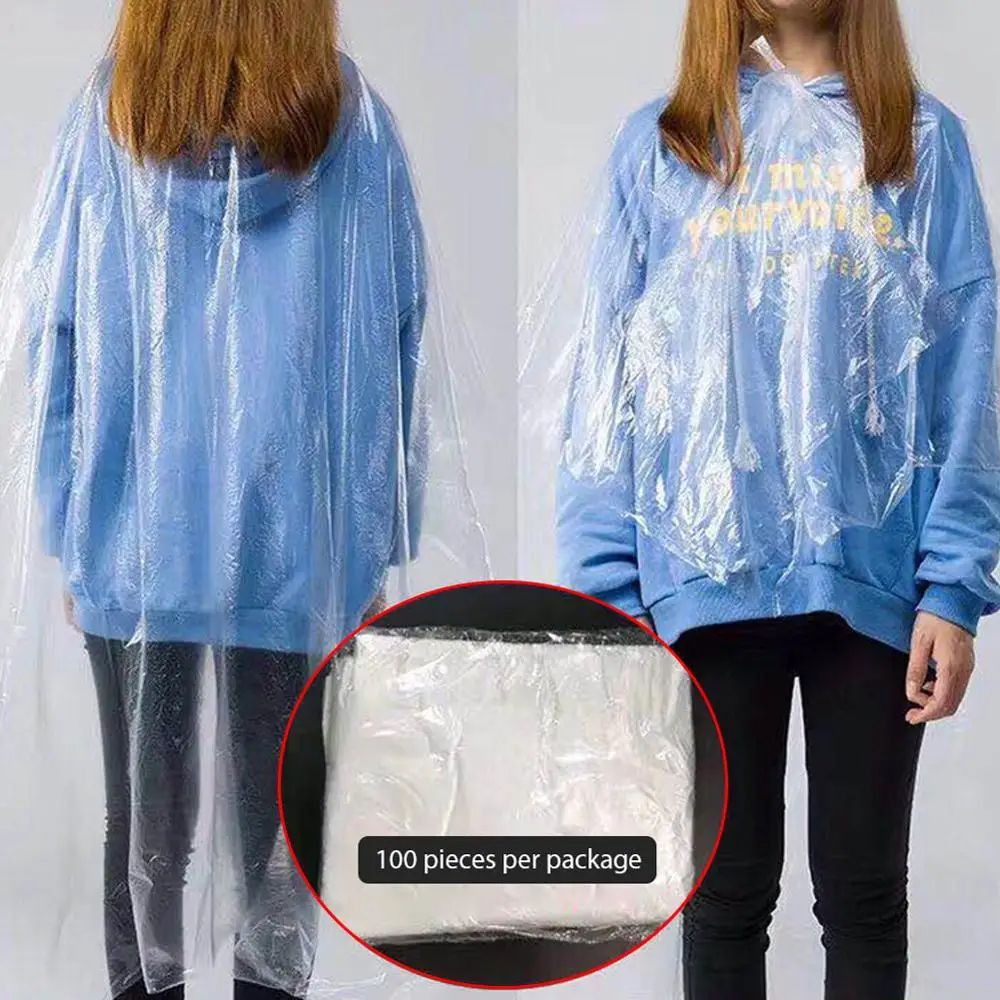 100 Pcs Disposable Hair Salon Capes Waterproof PE Barber Cloth For Haircut Coloring Perm And Styli 3