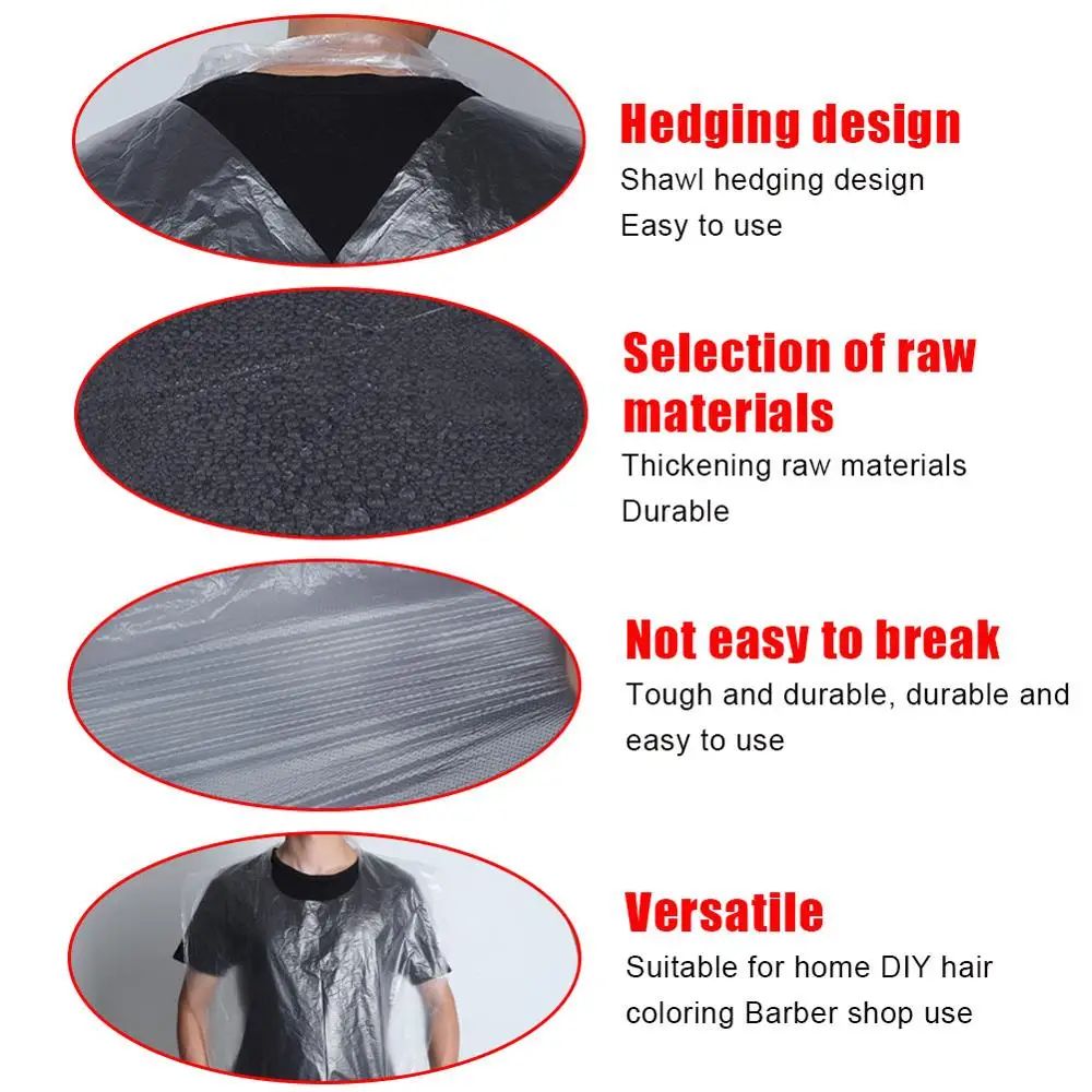 100 Pcs Disposable Hair Salon Capes Waterproof PE Barber Cloth For Haircut Coloring Perm And Styli 5