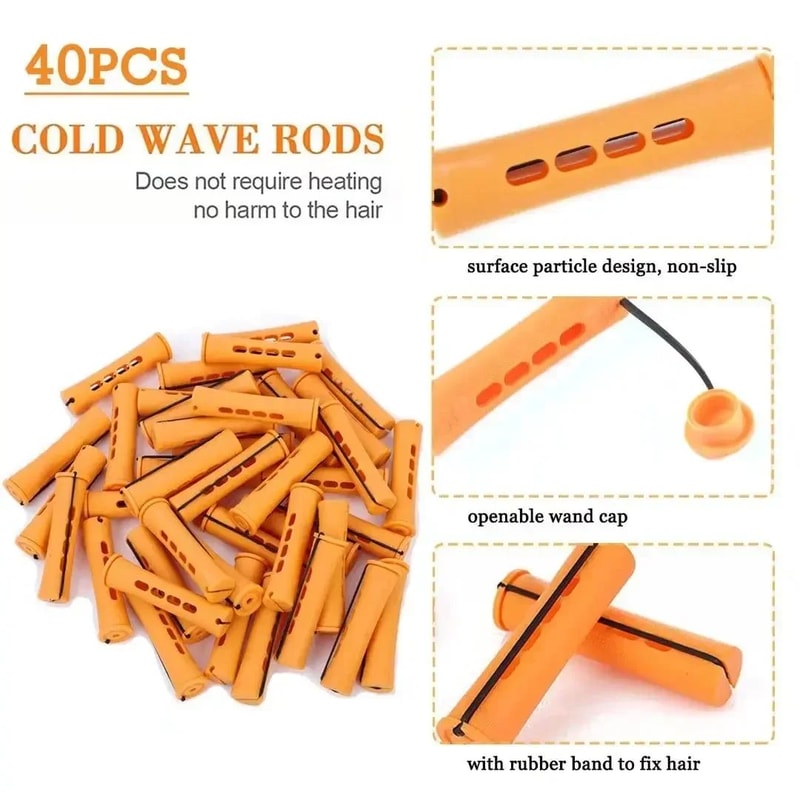 40Pcs Cold Wave Perm Rods Set Plastic Curling Rollers For Long Short Natural Hair DIY Hairdressin 0