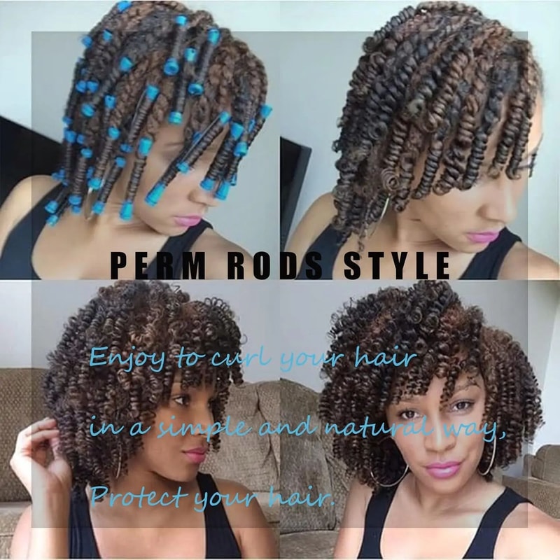 60 Pcs Small Perm Rods 035 In Blue Hair Rollers For Natural Hair Long Short Hair Heatless Curling 1