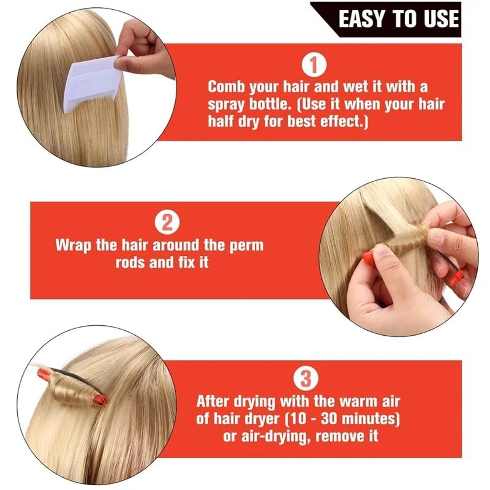 60 Pcs Mini Perm Rods Set 02 Inches Red Cold Wave Curling Rods For Tight Curls DIY Perm Hair Styl 2