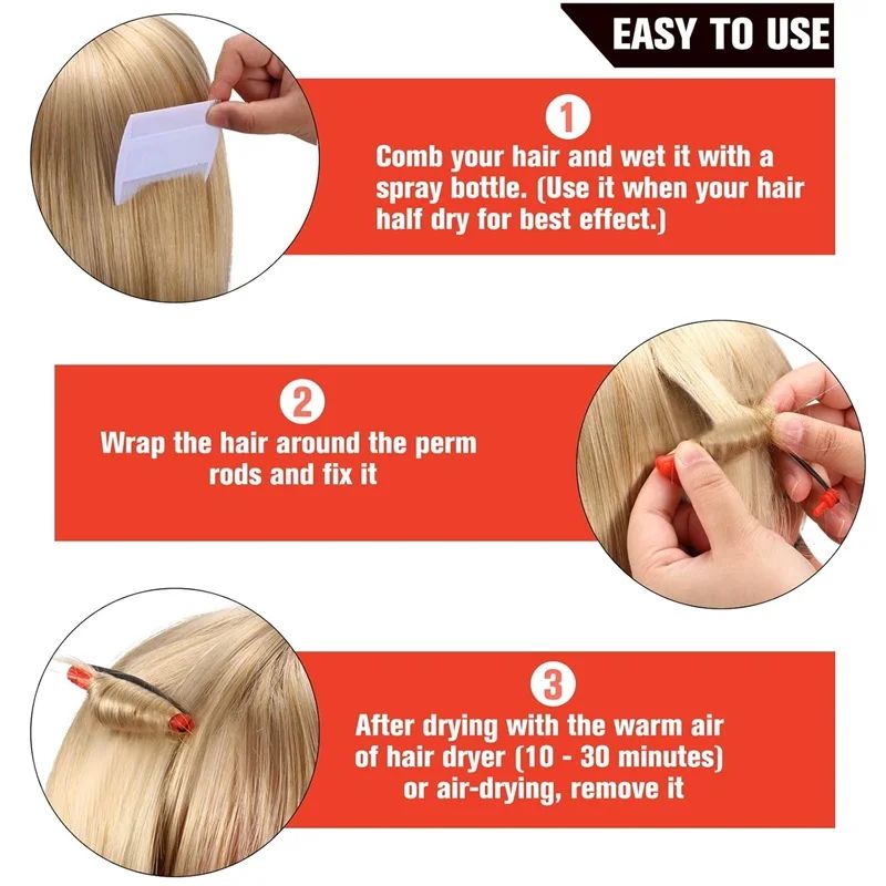 60 Pcs Mini Perm Rods Set 02 Inches Red Cold Wave Curling Rods For Tight Curls DIY Perm Hair Styl 2