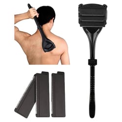 mens painless back hair shaver – 3-blade long handle body groomer, foldable portable back hair removal tool