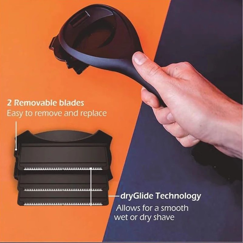 Mens Painless Back Hair Shaver 3Blade Long Handle Body Groomer Foldable Portable Back Hair Removal 1