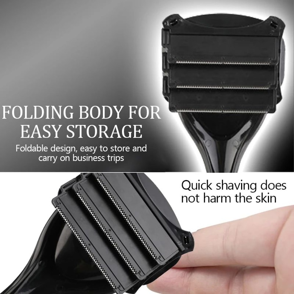 Mens Painless Back Hair Shaver 3Blade Long Handle Body Groomer Foldable Portable Back Hair Removal 4
