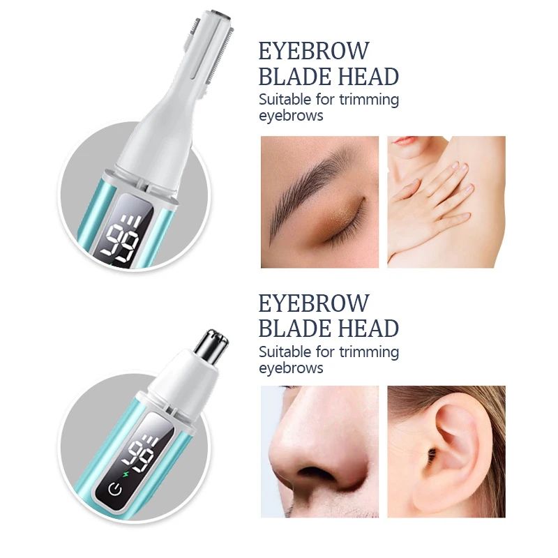 Rechargeable Electric Nose Ear Hair Trimmer TypeC Fast Charging Portable Facial Groomer For Eyebr