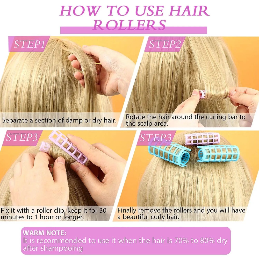 30 Pcs SelfGrip Hair Rollers SnapOn Plastic Curlers Set 5 Sizes Salon Volume Rollers For Heatless 3