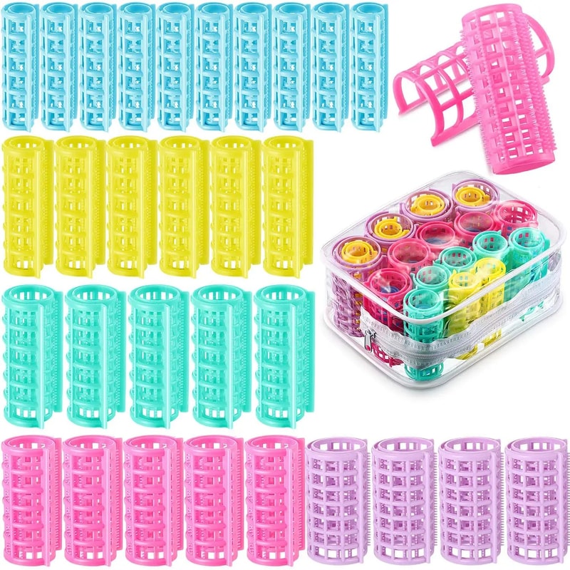 30 Pcs SelfGrip Hair Rollers SnapOn Plastic Curlers Set 5 Sizes Salon Volume Rollers For Heatless 6
