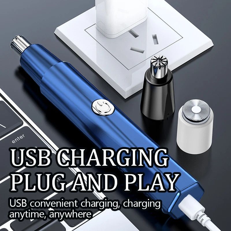 Mens Rechargeable Nose Hair Trimmer Electric Nose Ear Hair Shaver Safe Painless Precision Groomi