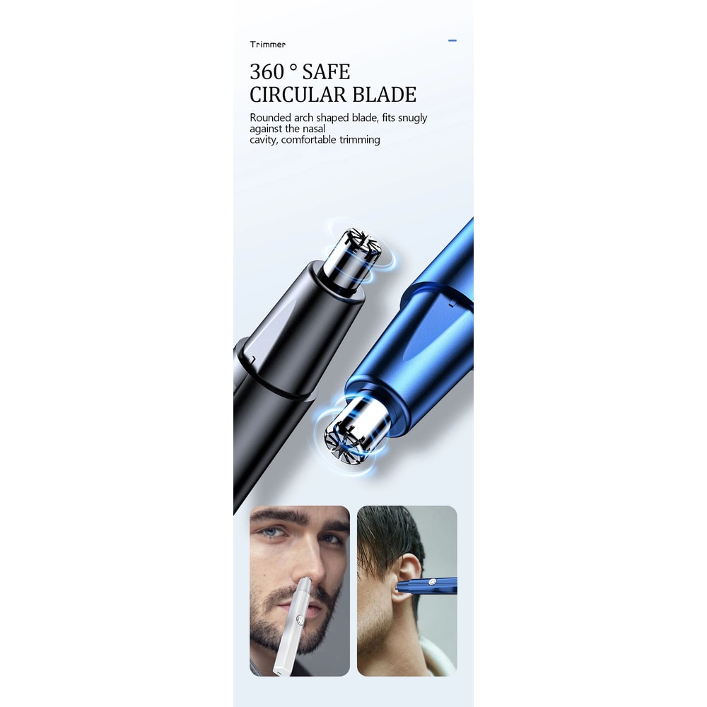 Mens Rechargeable Nose Hair Trimmer Electric Nose Ear Hair Shaver Safe Painless Precision Groomi 8