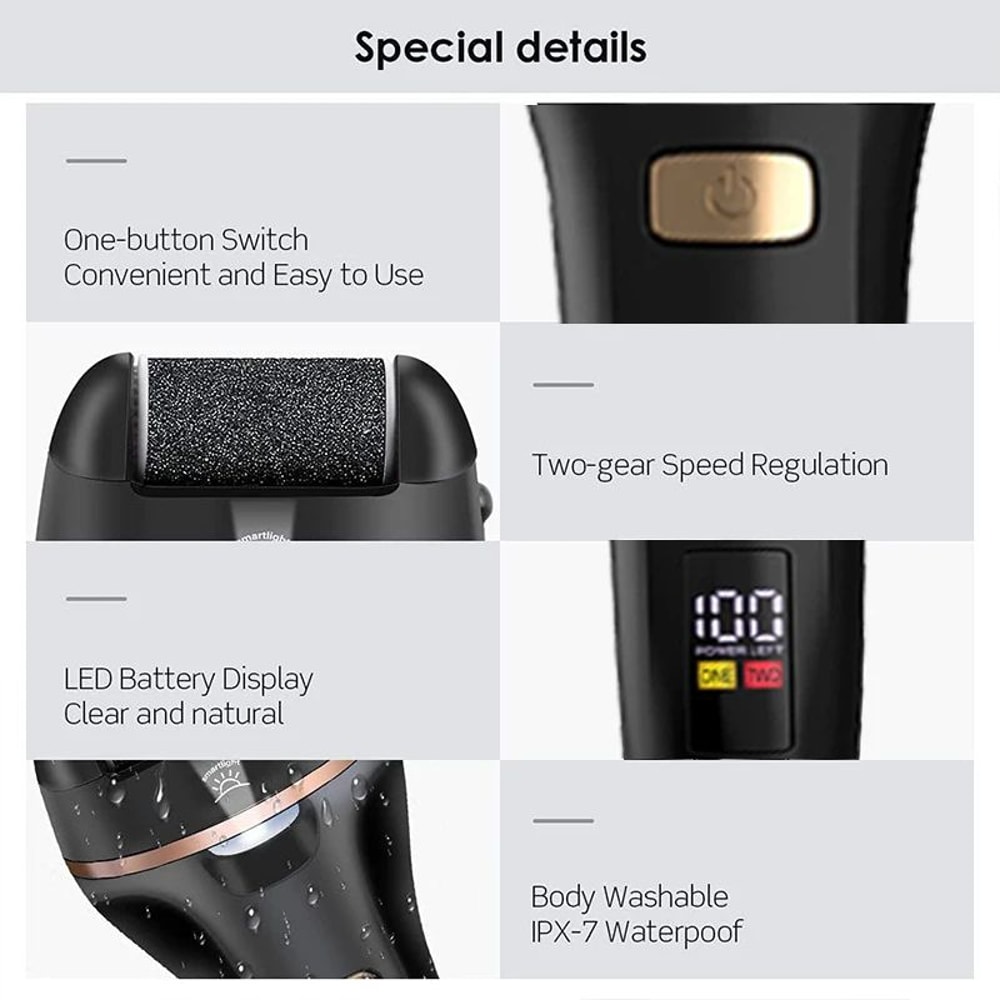 Waterproof Electric Foot Callus Remover USB Rechargeable Heel Grinder For Dead Skin Professional 2