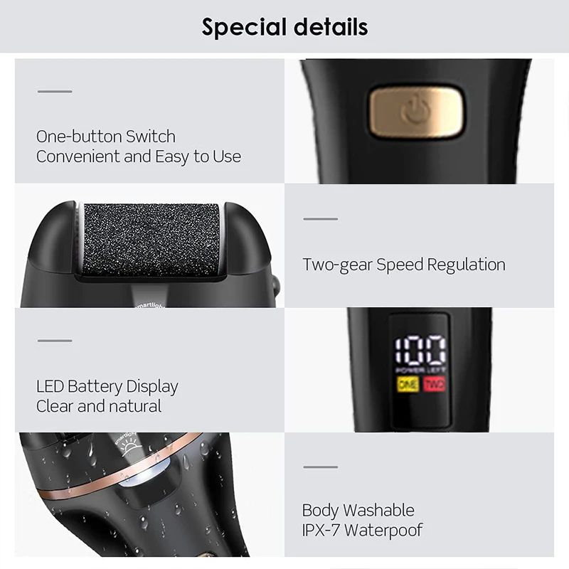 Waterproof Electric Foot Callus Remover USB Rechargeable Heel Grinder For Dead Skin Professional 2
