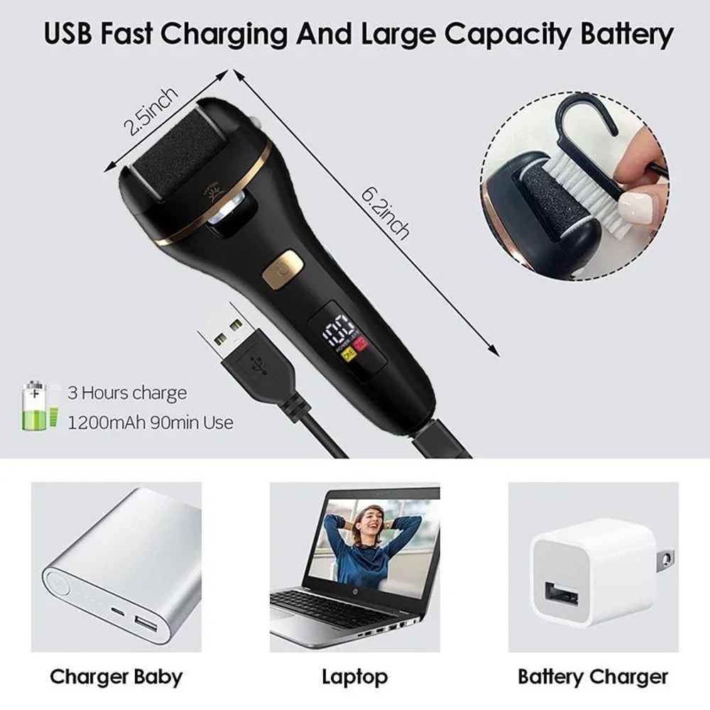 Waterproof Electric Foot Callus Remover USB Rechargeable Heel Grinder For Dead Skin Professional 4