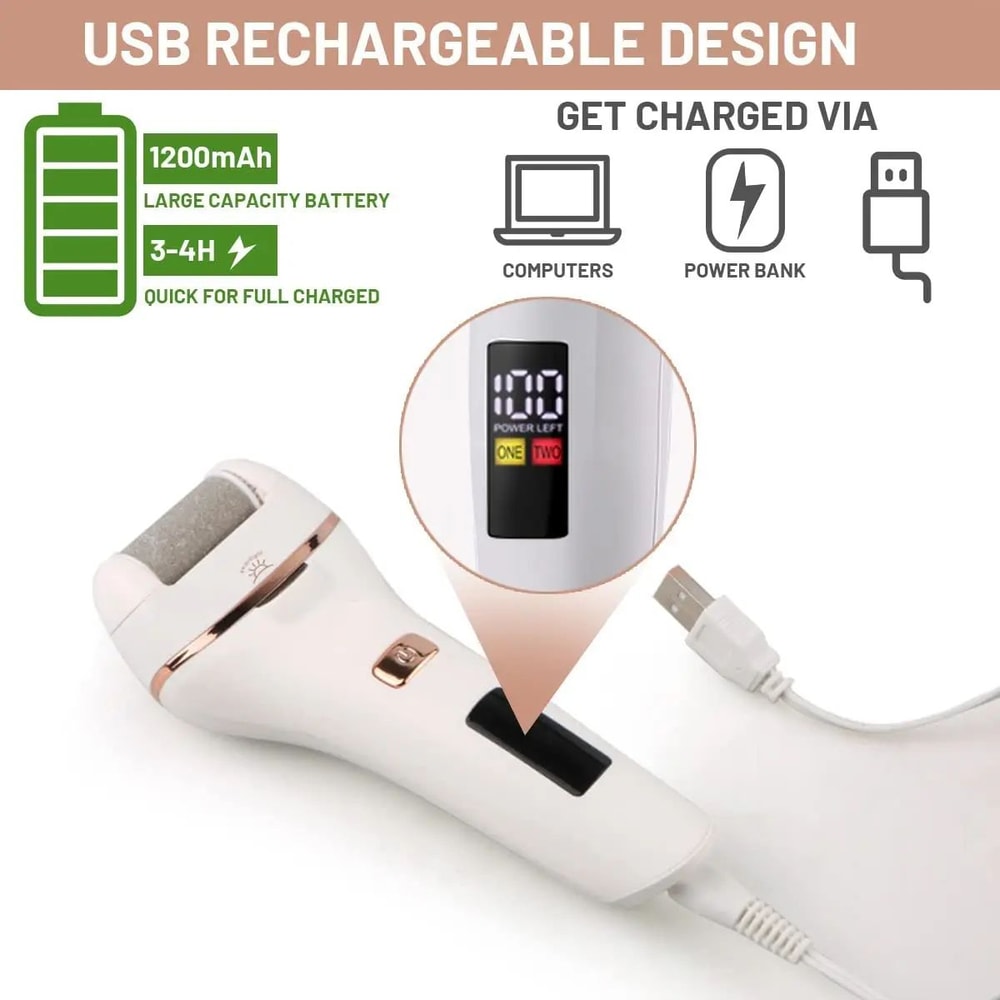 Waterproof Electric Foot Callus Remover USB Rechargeable Heel Grinder For Dead Skin Professional 12