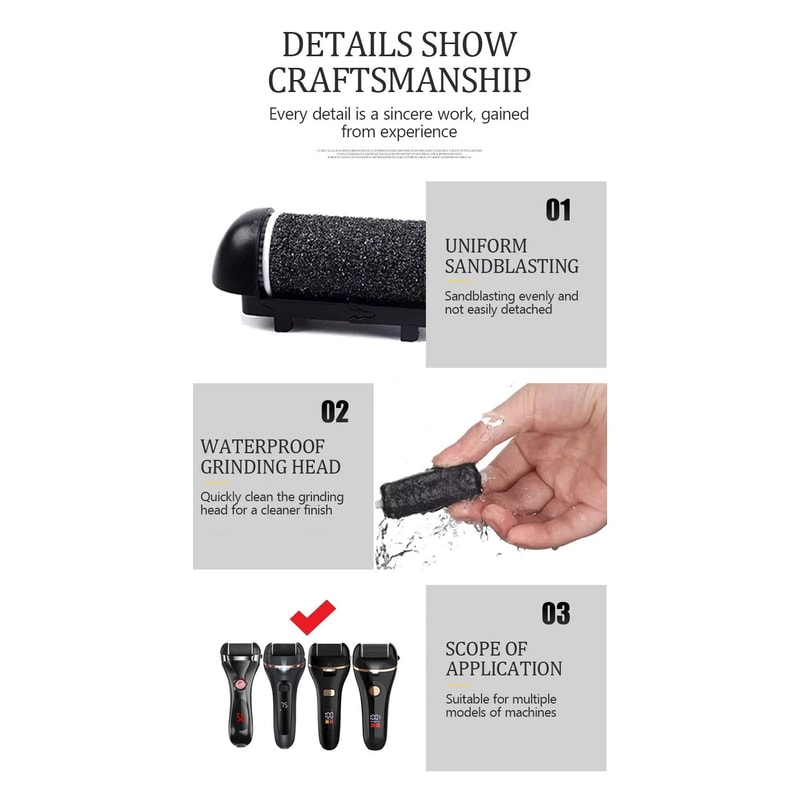 6 Pcs Foot Callus Remover Roller Refills Hard Skin Remover Replacement Heads For Cracked Heels Cal 10