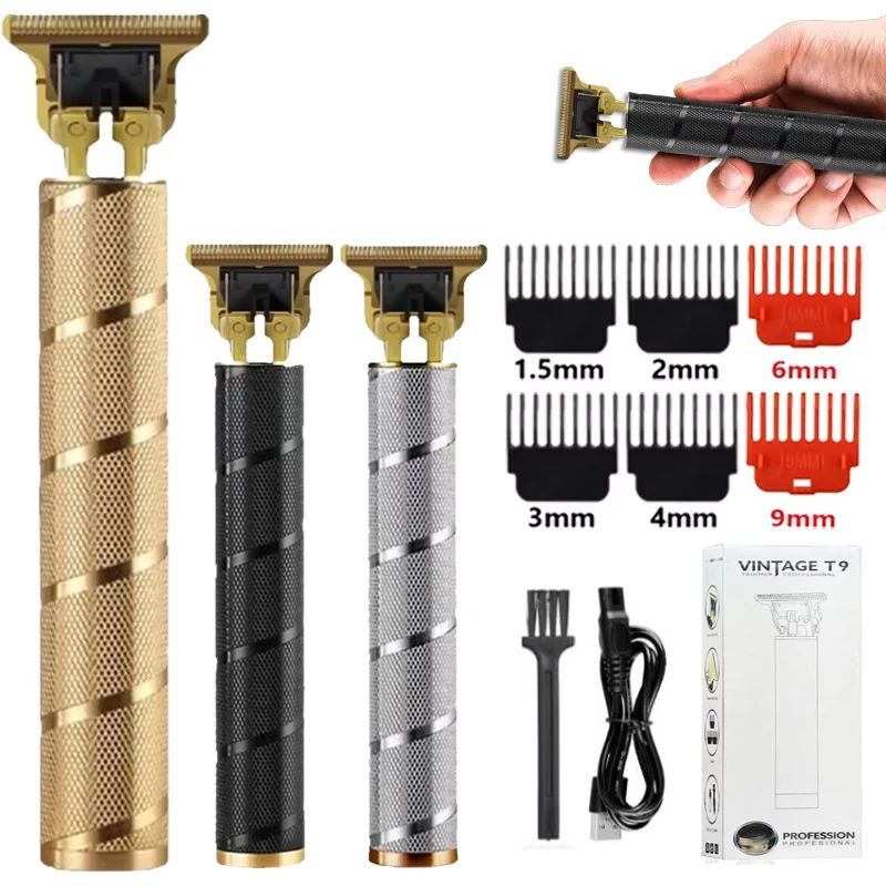 T9 Professional Hair Clipper Cordless USB Rechargeable Beard Hair Trimmer For Men Precision Barbe 0