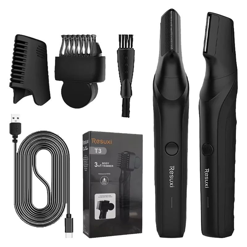 RESUXI T3 3in1 Mens Body Groomer Waterproof Electric Shaver For Full Body Pubic Hair Portable Tri 0