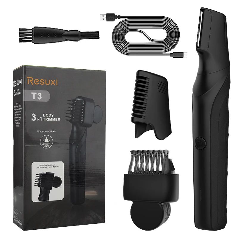 RESUXI T3 3in1 Mens Body Groomer Waterproof Electric Shaver For Full Body Pubic Hair Portable Tri 13