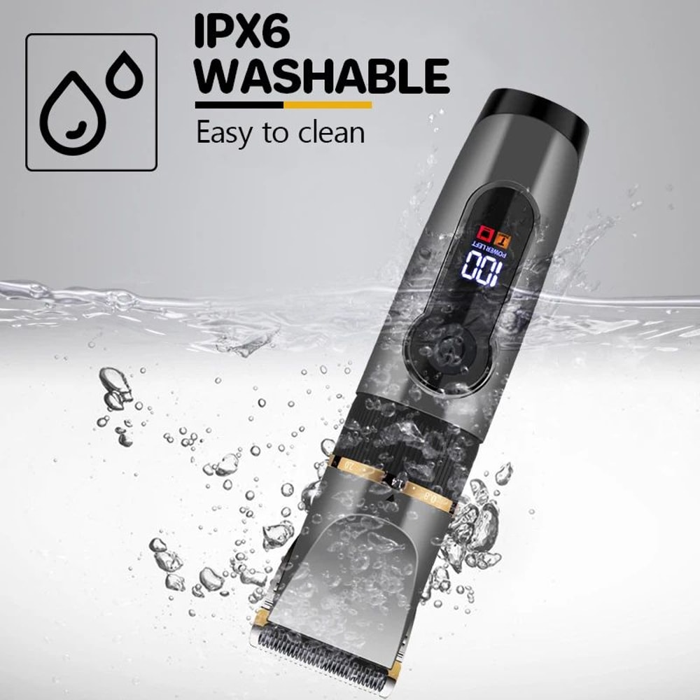 Waterproof Professional Hair Clipper Rechargeable Electric Trimmer With LED Display Barber Hair Cu 2