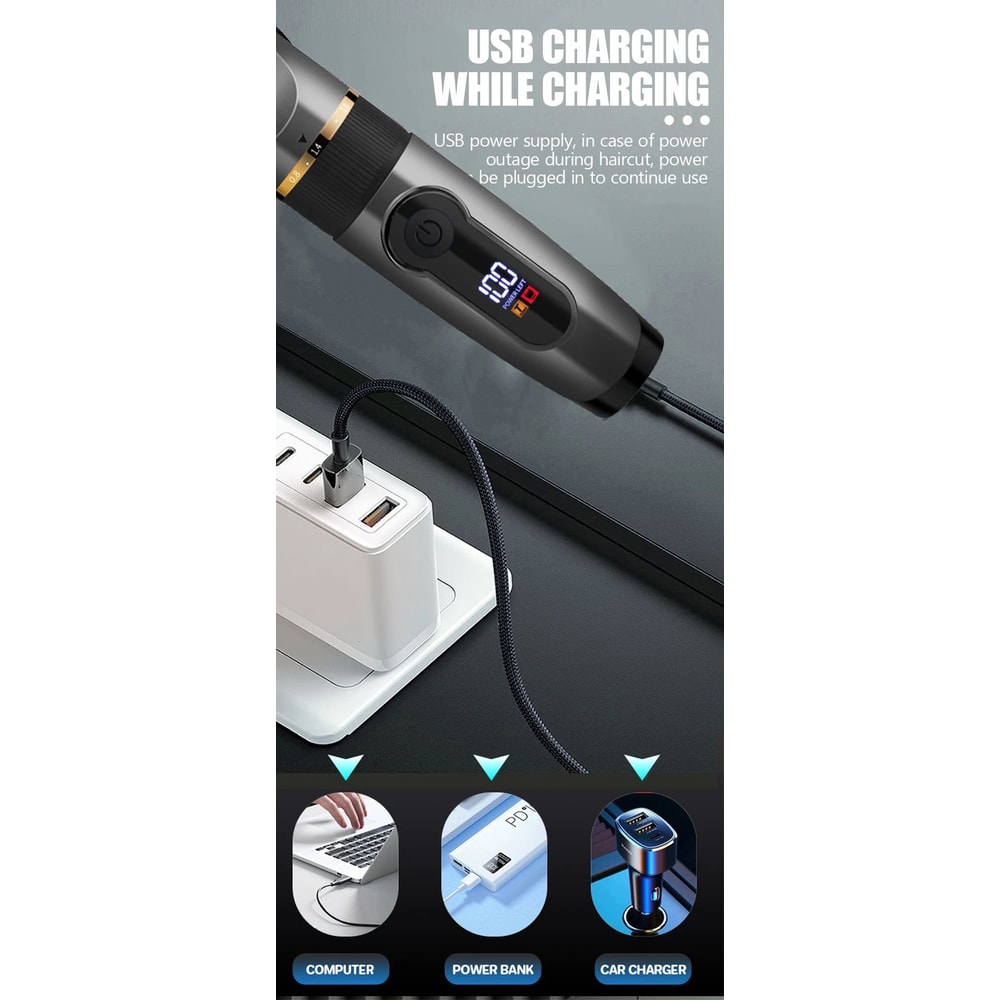 Waterproof Professional Hair Clipper Rechargeable Electric Trimmer With LED Display Barber Hair Cu 8