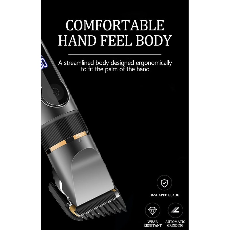 Waterproof Professional Hair Clipper Rechargeable Electric Trimmer With LED Display Barber Hair Cu 11