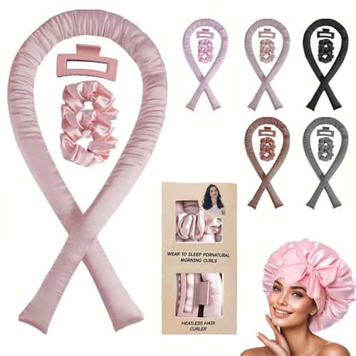No-Heat Silk Curling Rod Headband – Heatless Overnight Hair Curler Ribbon, Soft Sleeping Curlers for Waves & Curls