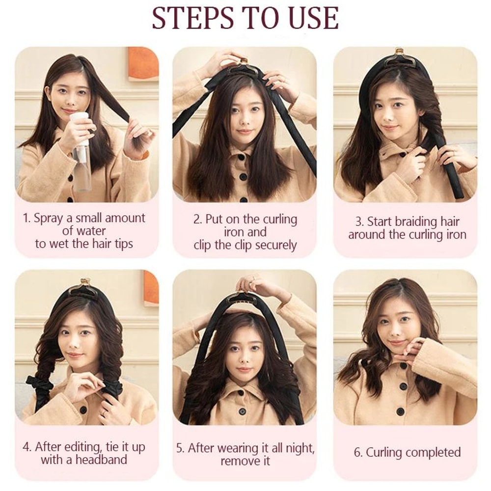 NoHeat Silk Curling Rod Headband Heatless Overnight Hair Curler Ribbon Soft Sleeping Curlers For W 5