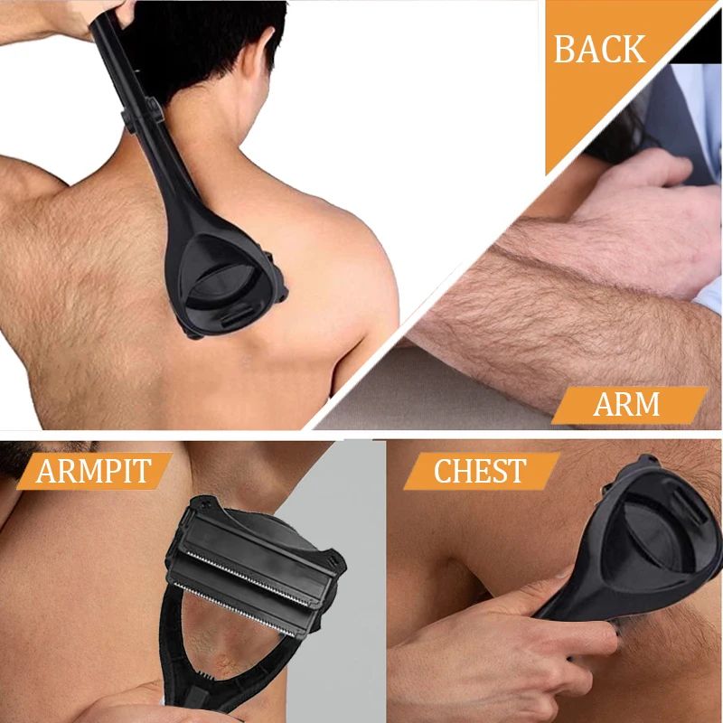 Back Hair Remover For Men Painless Long Handle Back Shaver Foldable Portable Body Grooming Razor 1