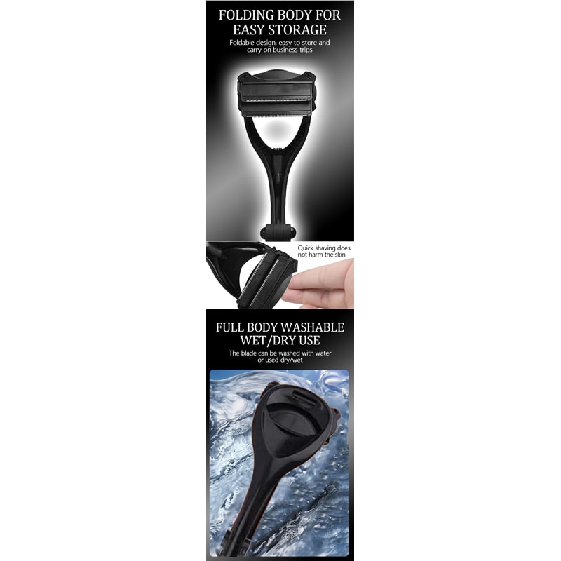 Back Hair Remover For Men Painless Long Handle Back Shaver Foldable Portable Body Grooming Razor 8