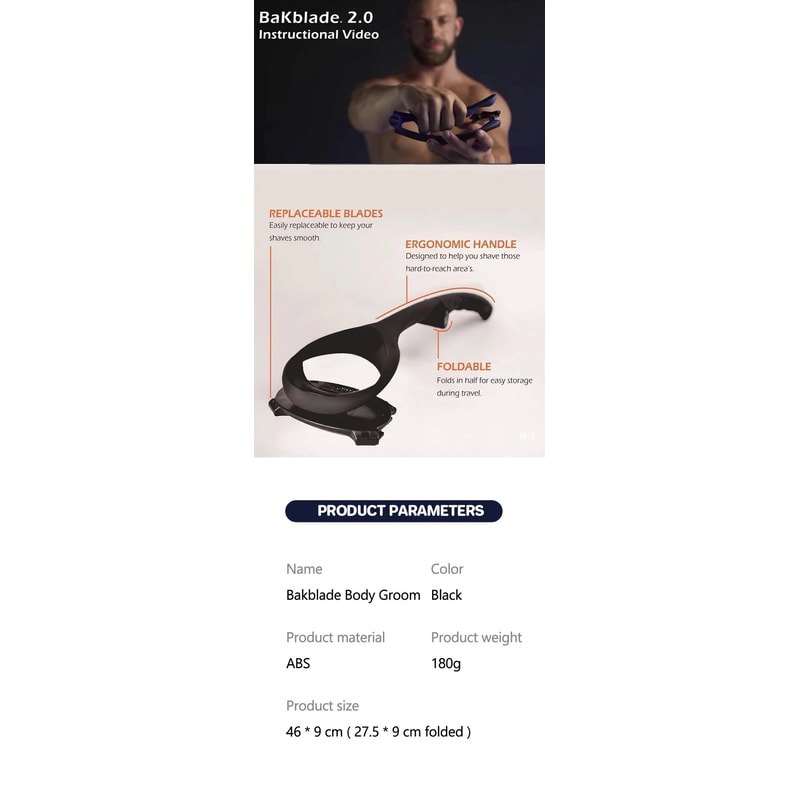 Back Hair Remover For Men Painless Long Handle Back Shaver Foldable Portable Body Grooming Razor 9
