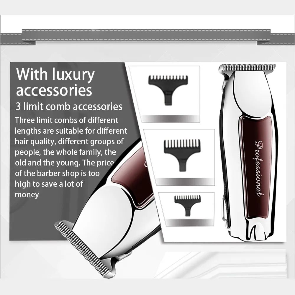Rechargeable Cordless Hair Trimmer For Men Professional Electric Hair Clipper Beard Trimmer 3