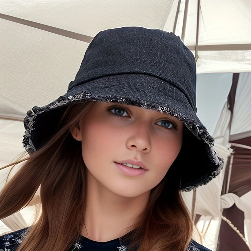 Trendy Women Summer Bucket Hat Breathable Denim Sun Hat For Beach Travel Outdoor Fisherman Hat Fo 10