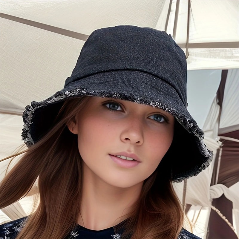 Trendy Women Summer Bucket Hat Breathable Denim Sun Hat For Beach Travel Outdoor Fisherman Hat Fo 10