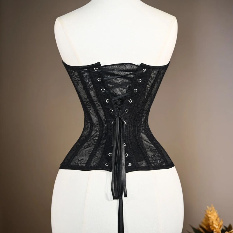 Floral Lace Overbust Corset Bustier Strapless Steel Boned LaceUp Bodice PushUp Corset Crop Top Fo 2