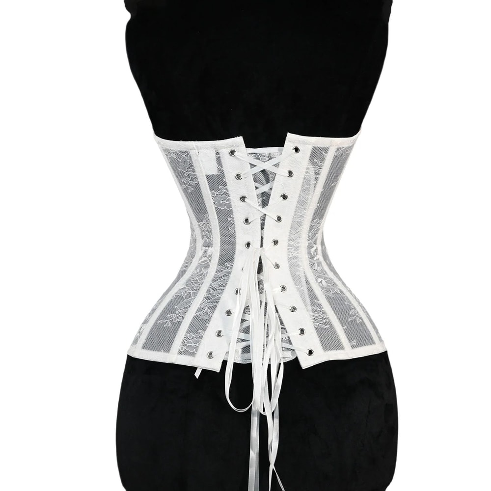 Floral Lace Overbust Corset Bustier Strapless Steel Boned LaceUp Bodice PushUp Corset Crop Top Fo 15