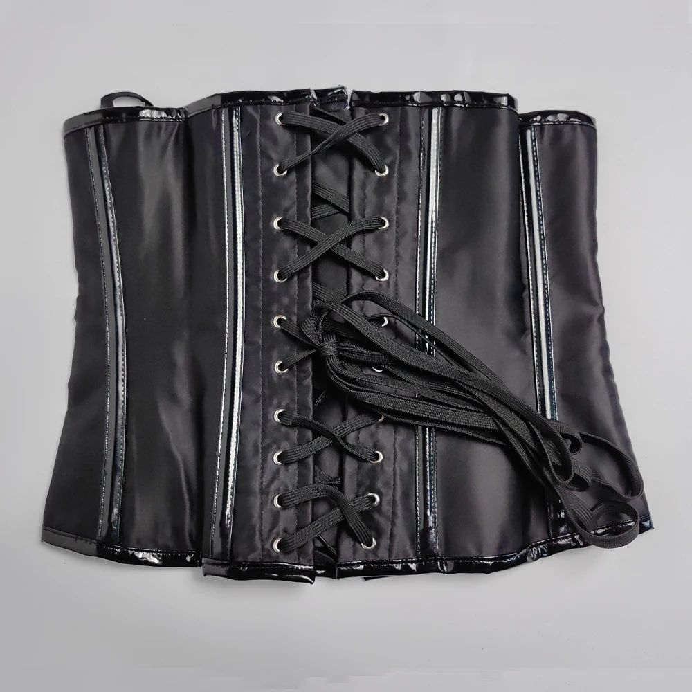 Mens Waist Trainer Corset With Zipper Steel Boned LaceUp Body Shaper Tummy Control Compression Wa 5