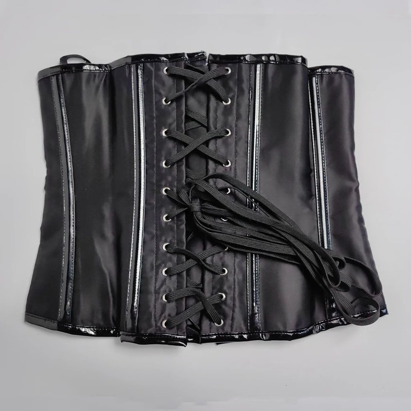 Mens Waist Trainer Corset With Zipper Steel Boned LaceUp Body Shaper Tummy Control Compression Wa 5